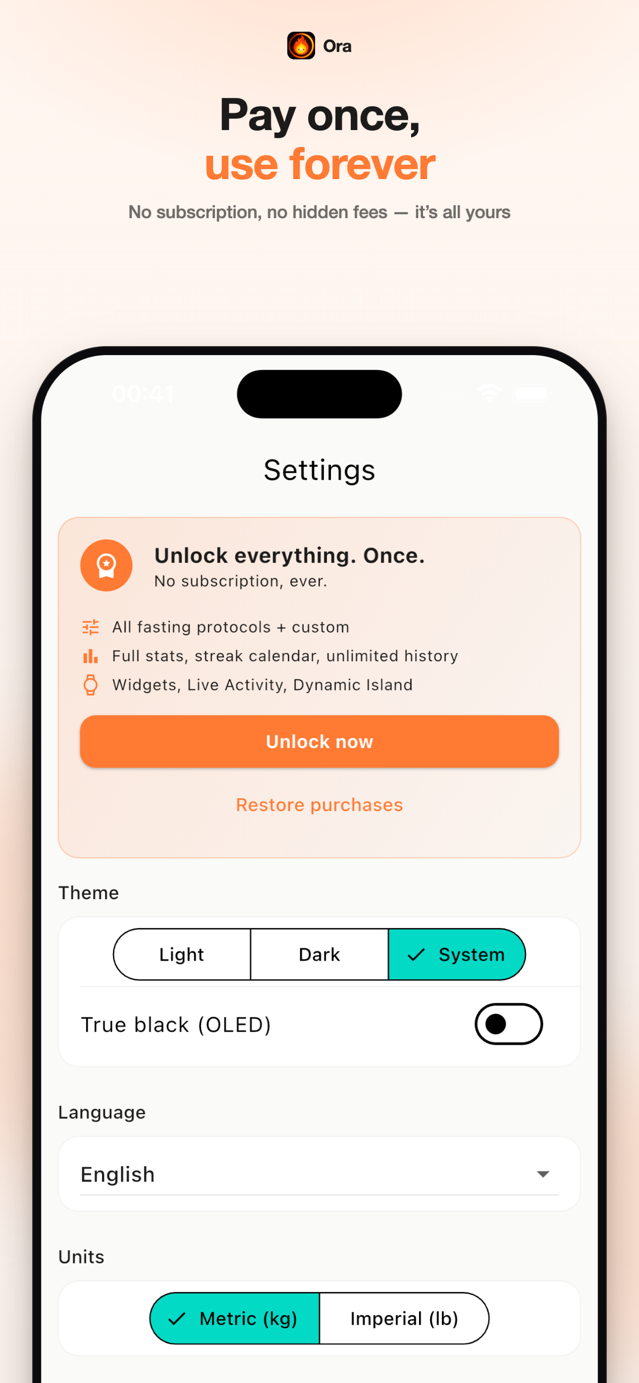 Ora premium screen